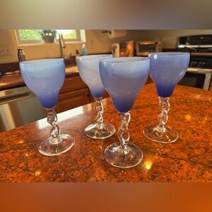 Vintage Adriana Blue Wine Glass Set of 4